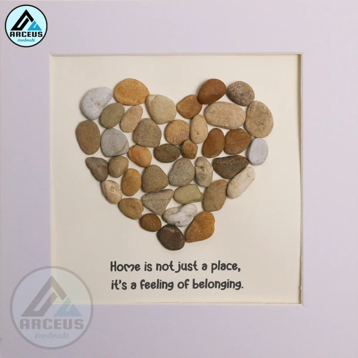 Personalized Heart Pebble Art for Home Decor | Family Love Quote | Unique Handmade Gift | Rustic Stone Heart Decoration - Image 2