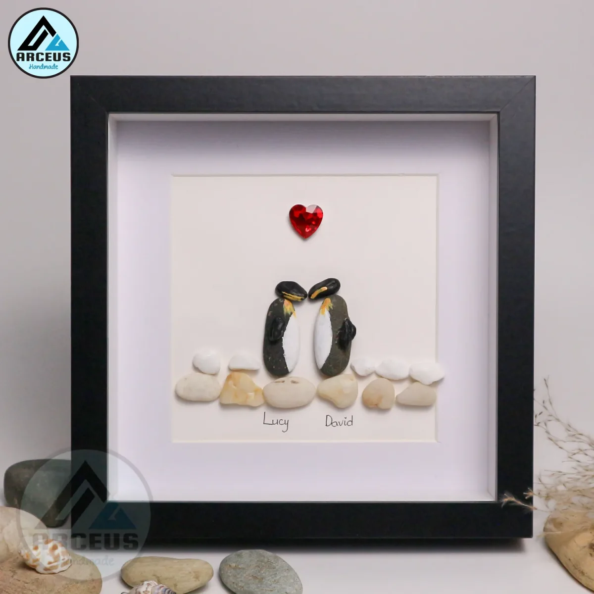 You Are My Penguin Gift, Penguin Love Pebble Art | Penguin Art For Boyfriend, Girlfriend, Husband, Wife Romantic Gift Unique - Image 4