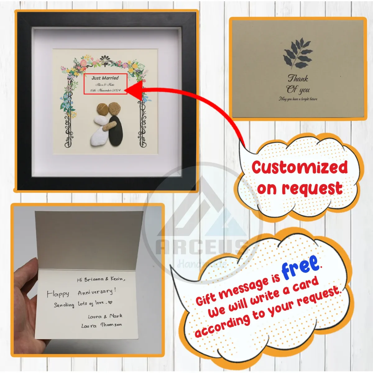 Personalized Wedding Pebble Art, Wedding Gifts, Pebble Art Wedding, Couple Wedding Gift, Wedding Flowers Gift, Customize Pebble Art - Image 3