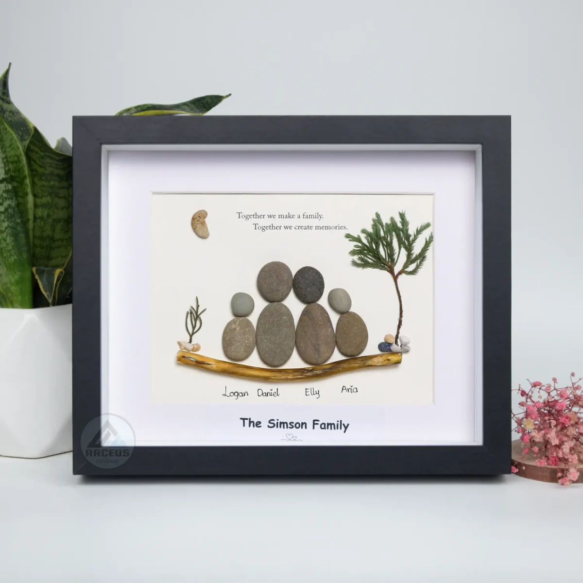 Personalized Family Pebble Art, Housewarming Gift Pebble Painting, Custom Pebble Art Family, Gift For Family, New Home Pebble Art Gift - Image 5