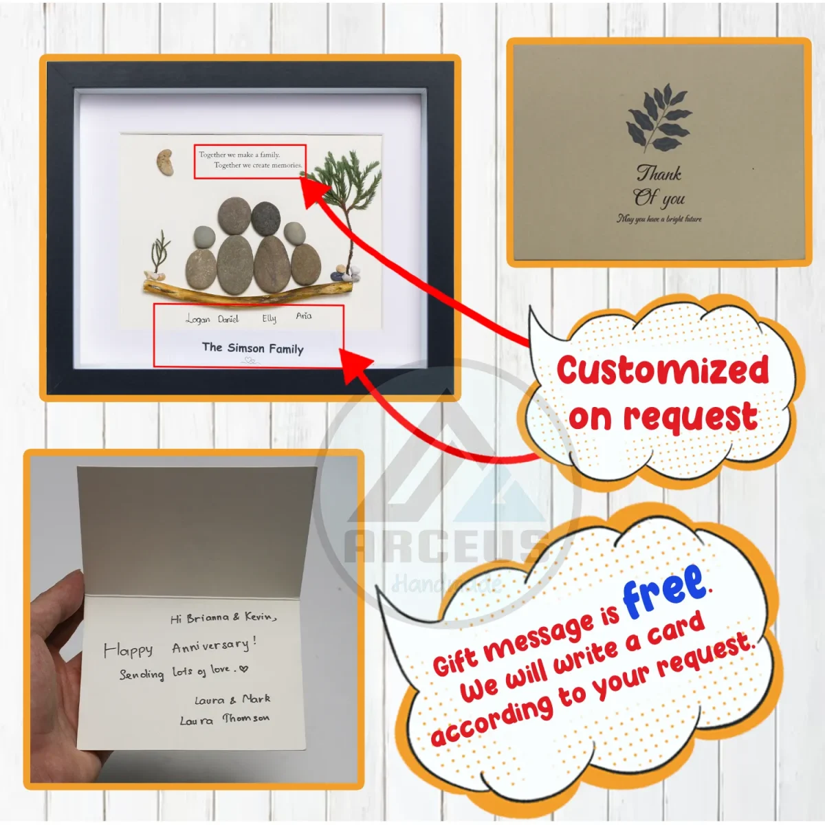 Personalized Family Pebble Art, Housewarming Gift Pebble Painting, Custom Pebble Art Family, Gift For Family, New Home Pebble Art Gift - Image 3