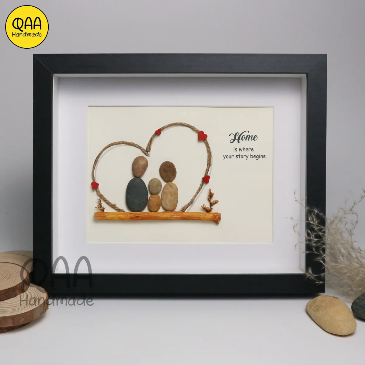 Personalized Family Pebble Art, Housewarming Gift Pebble Painting, Custom Pebble Art Family, Gift For Family, New Home Pebble Art Gift - Image 5