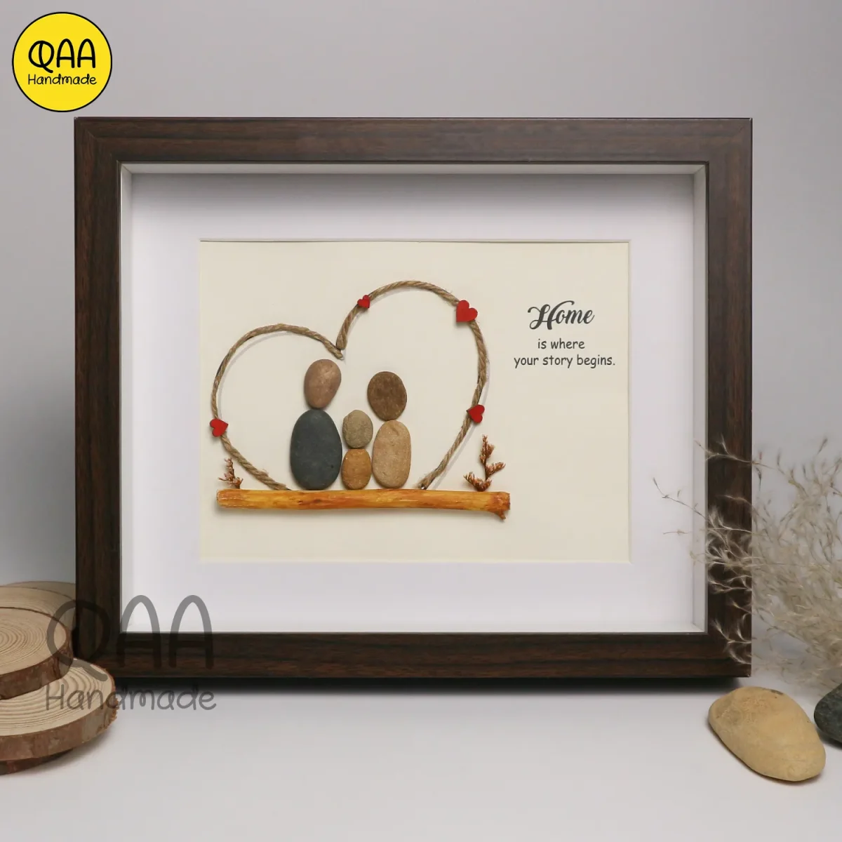 Personalized Family Pebble Art, Housewarming Gift Pebble Painting, Custom Pebble Art Family, Gift For Family, New Home Pebble Art Gift - Image 4