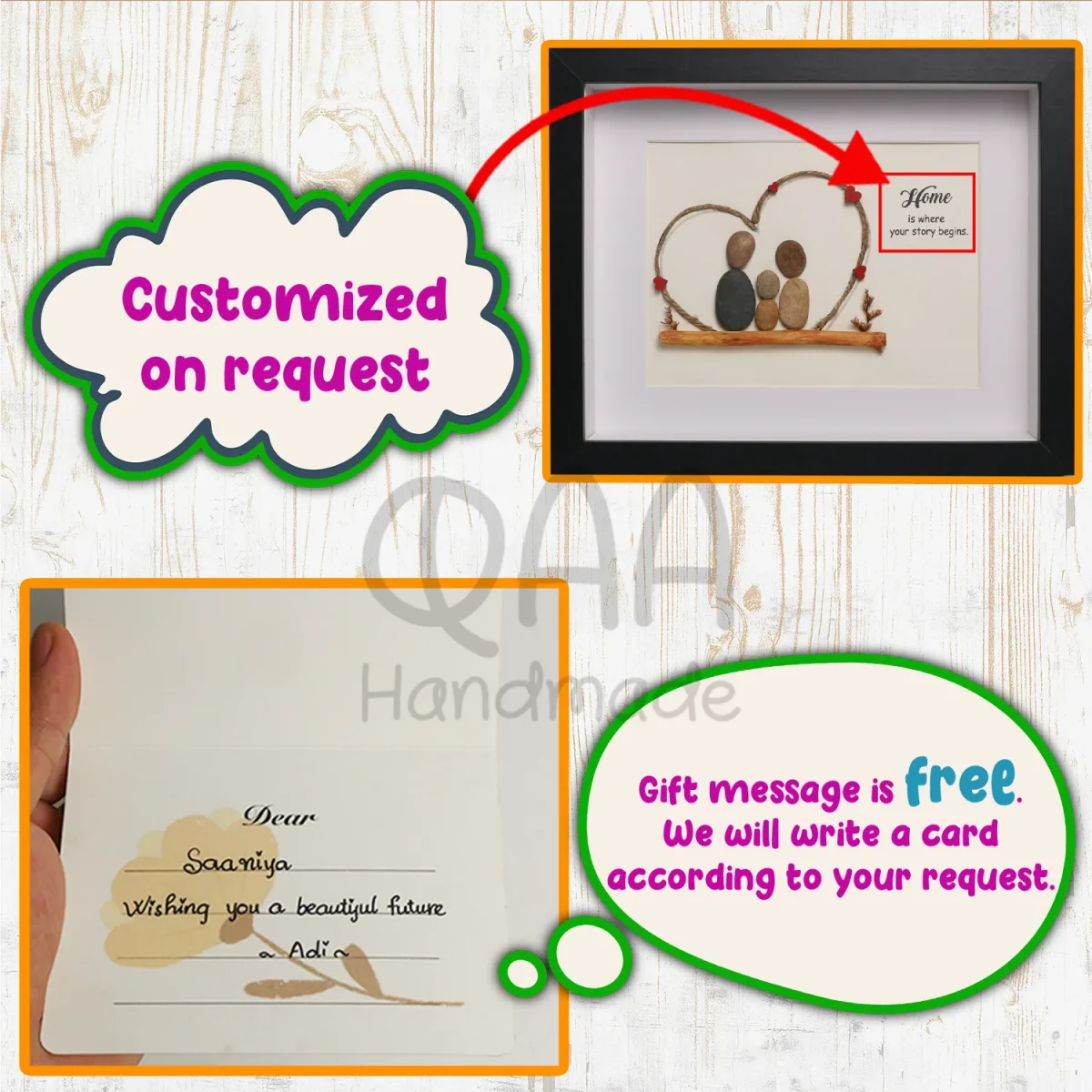 Personalized Family Pebble Art, Housewarming Gift Pebble Painting, Custom Pebble Art Family, Gift For Family, New Home Pebble Art Gift - Image 3