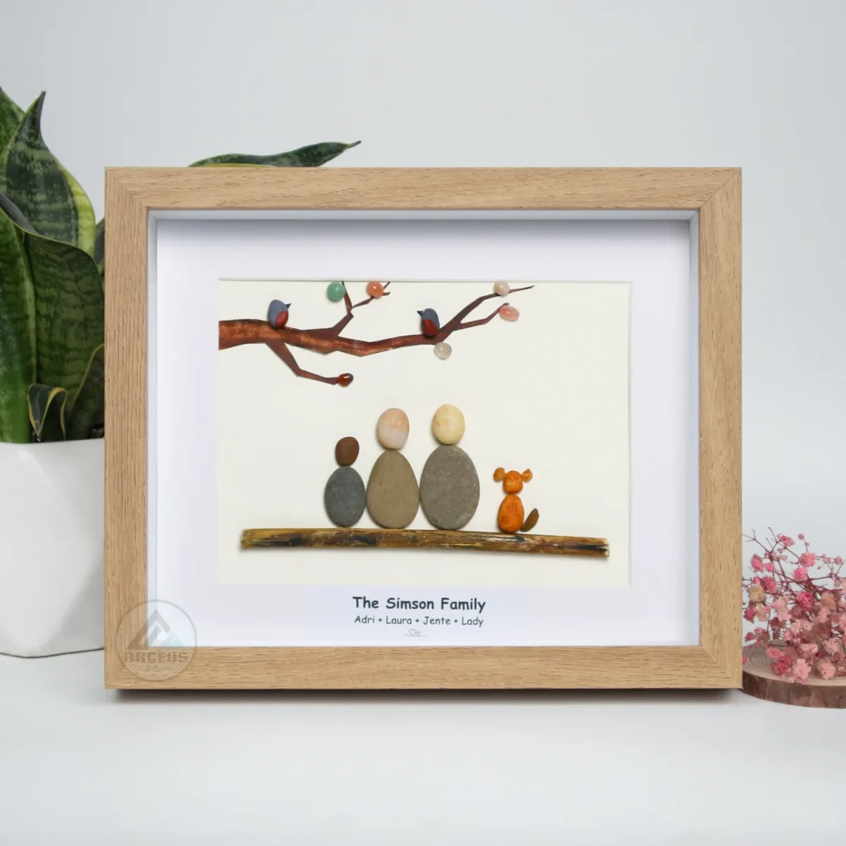 Personalized Family Pebble Art, Housewarming Gift Pebble Painting, Custom Pebble Art Family, Gift For Family, New Home Pebble Art Gift - Image 4