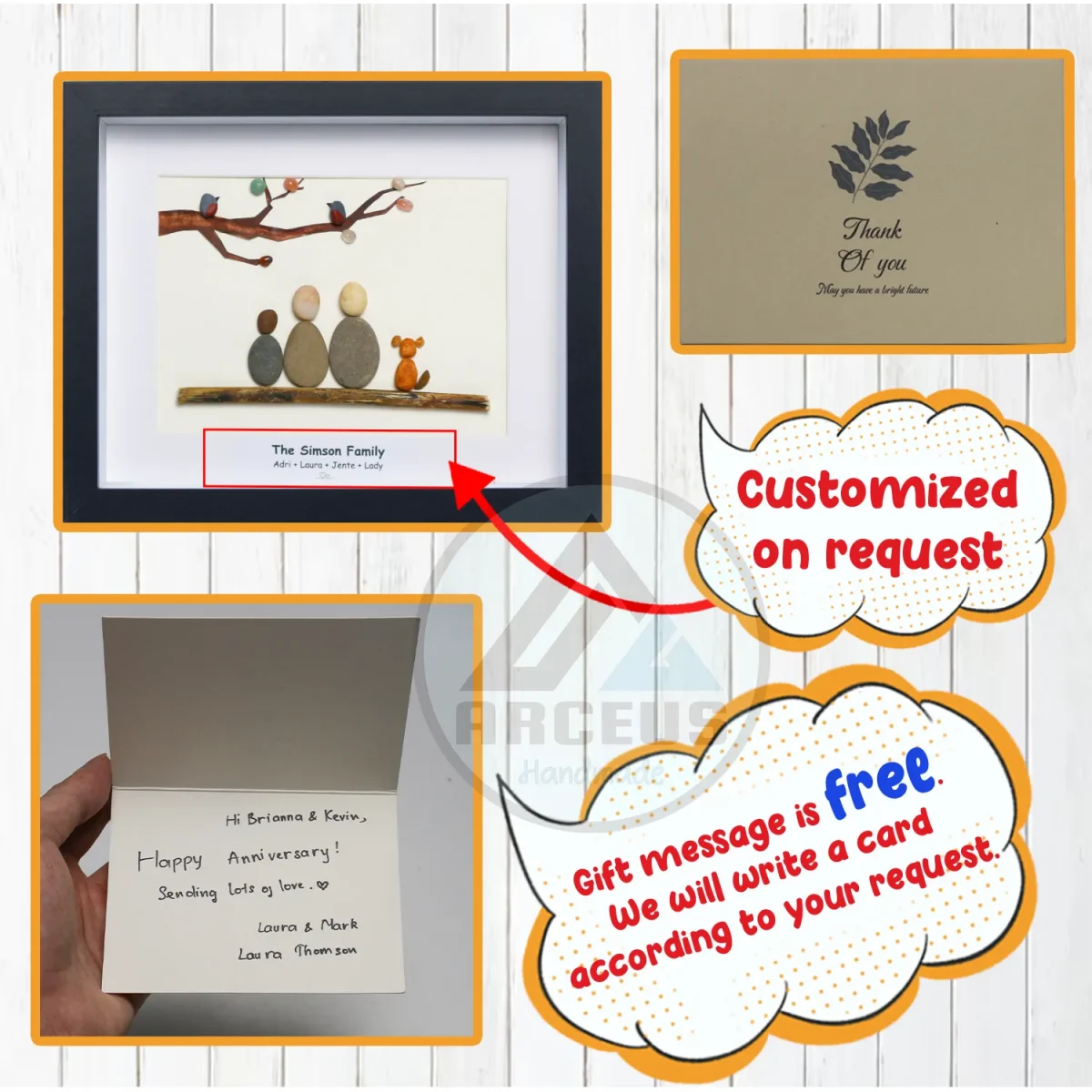 Personalized Family Pebble Art, Housewarming Gift Pebble Painting, Custom Pebble Art Family, Gift For Family, New Home Pebble Art Gift - Image 3