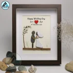 Personalized Couple Pebble Art, Wedding Gift for Couple, Anniversary Gift For Girlfriend / Wife / Husband, Pebble Painting, Pebble Art Gift - Image 5