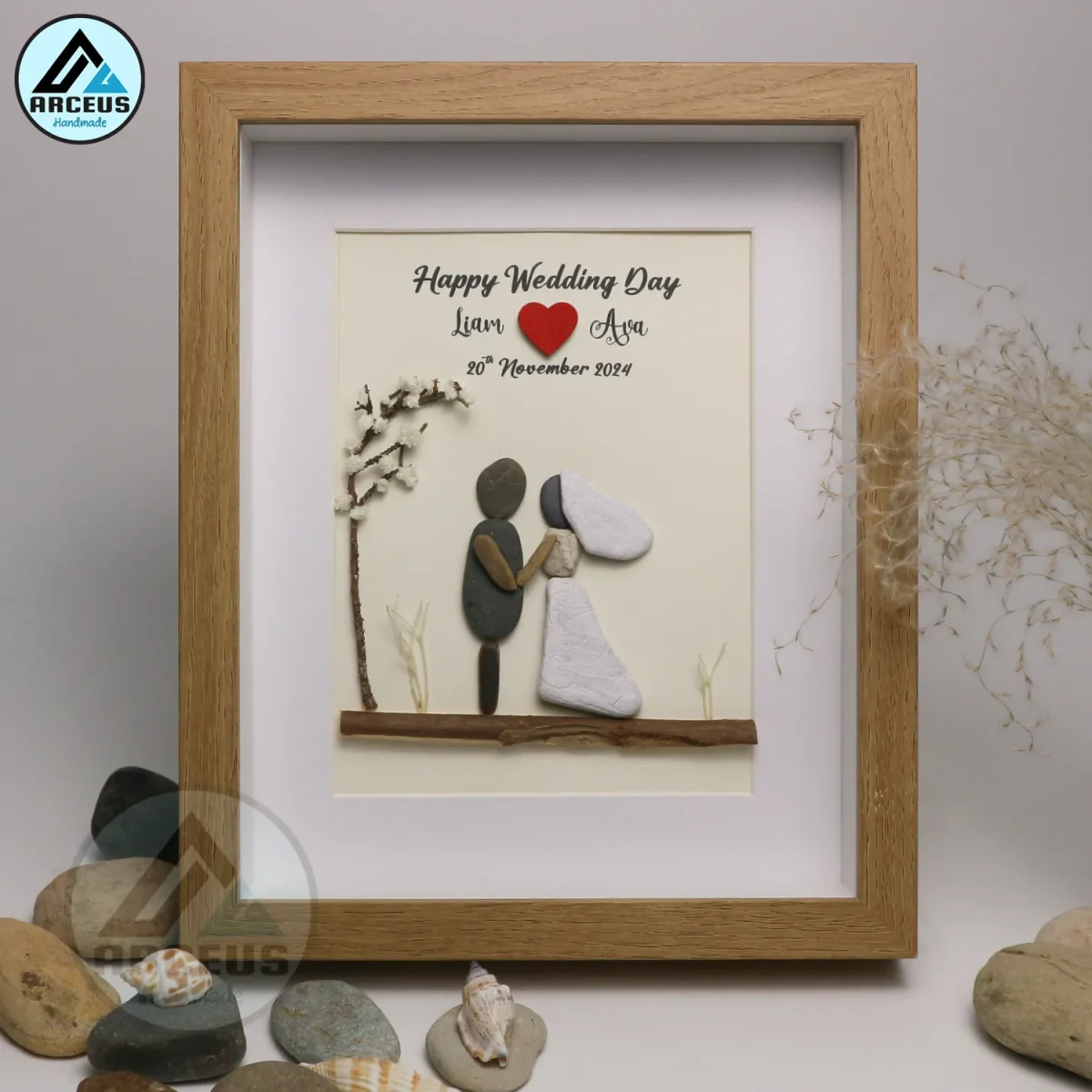 Personalized Couple Pebble Art, Wedding Gift for Couple, Anniversary Gift For Girlfriend / Wife / Husband, Pebble Painting, Pebble Art Gift - Image 6