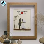 Personalized Couple Pebble Art, Wedding Gift for Couple, Anniversary Gift For Girlfriend / Wife / Husband, Pebble Painting, Pebble Art Gift - Image 6