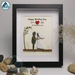 Personalized Couple Pebble Art, Wedding Gift for Couple, Anniversary Gift For Girlfriend / Wife / Husband, Pebble Painting, Pebble Art Gift - Image 4