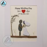 Personalized Couple Pebble Art, Wedding Gift for Couple, Anniversary Gift For Girlfriend / Wife / Husband, Pebble Painting, Pebble Art Gift - Image 2