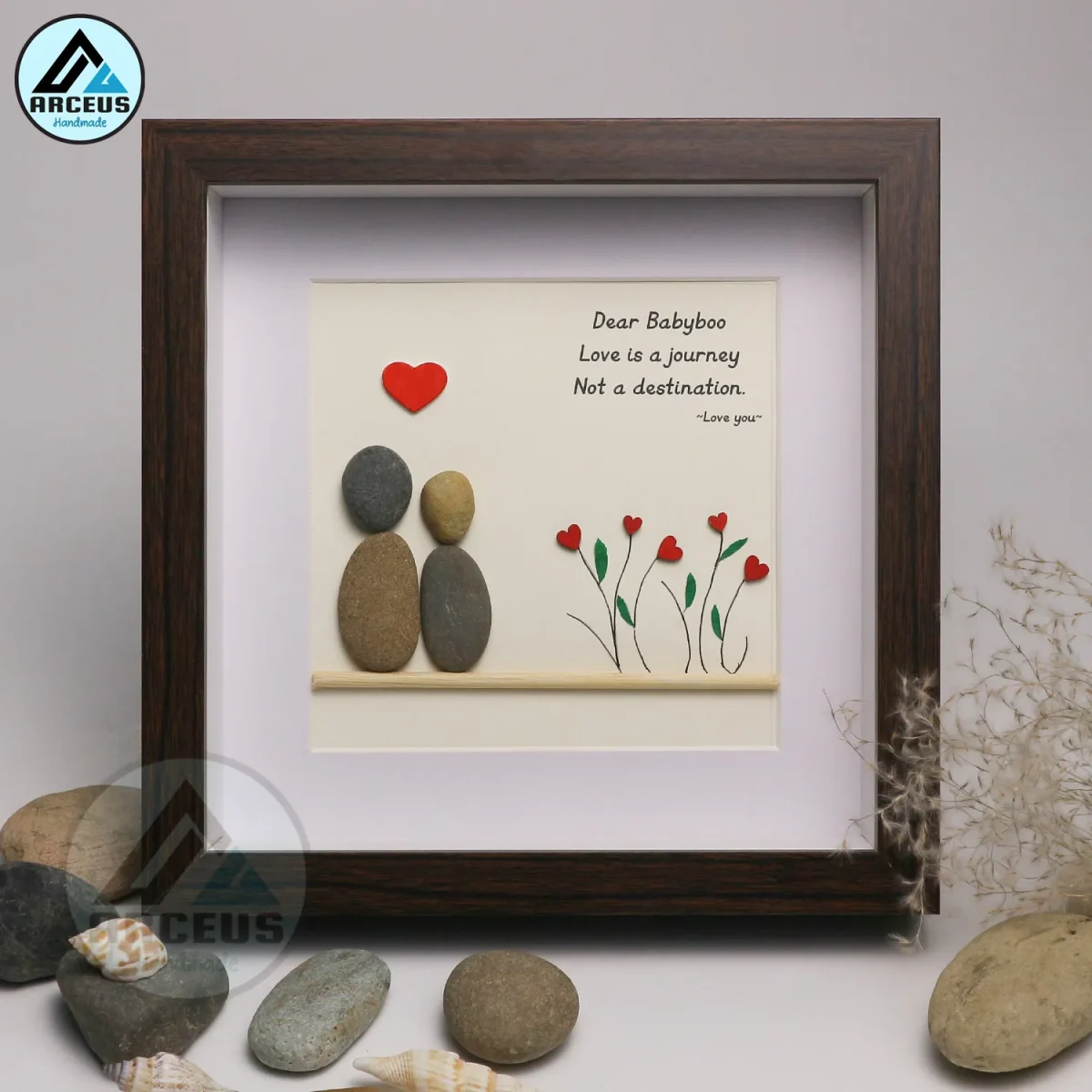 Personalized Couple Pebble Art, Wedding Anniversary Pebble Art, Pebble Art Gift, Gift for Couple, Wedding Keepsake Pebble Art - Image 5