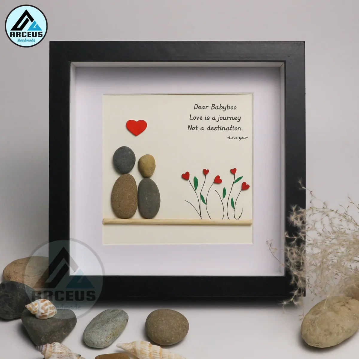 Personalized Couple Pebble Art, Wedding Anniversary Pebble Art, Pebble Art Gift, Gift for Couple, Wedding Keepsake Pebble Art - Image 4