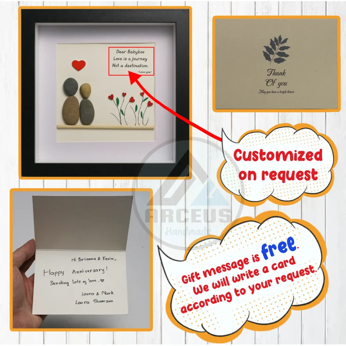 Personalized Couple Pebble Art, Wedding Anniversary Pebble Art, Pebble Art Gift, Gift for Couple, Wedding Keepsake Pebble Art - Image 3