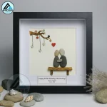Personalized Couple Pebble Art, Wedding Anniversary Pebble Art, Pebble Art Gift, Gift for Couple, Wedding Keepsake Pebble Art - Image 5