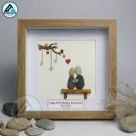 Personalized Couple Pebble Art, Wedding Anniversary Pebble Art, Pebble Art Gift, Gift for Couple, Wedding Keepsake Pebble Art - Image 4