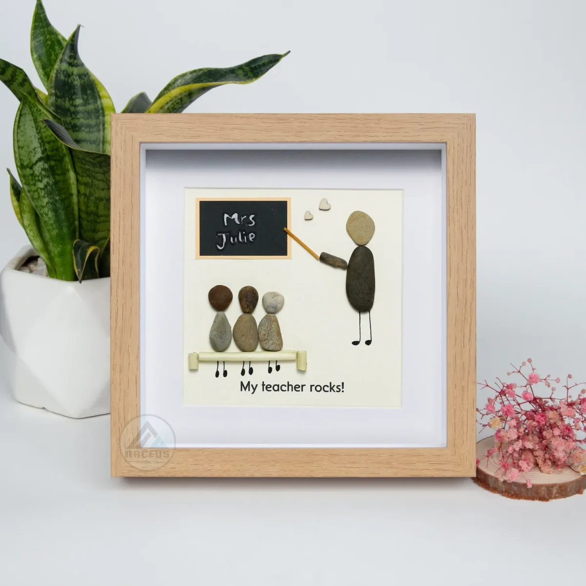 Personalized Teacher Pebble Picture, Thank You Teacher Gifts, Framed Thank You Teacher Pebble Art, Teacher Appreciation End Of Term Gift - Image 5
