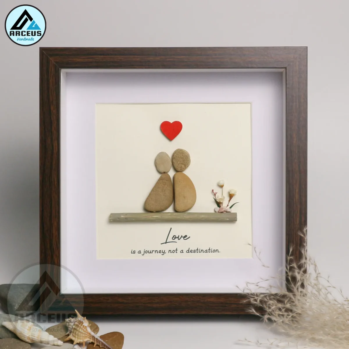 Personalized Couple Pebble Art, Valentine Gifts, Wedding Anniversary Pebble Art, Gift for Couple, Wedding Keepsake Pebble Art - Image 4
