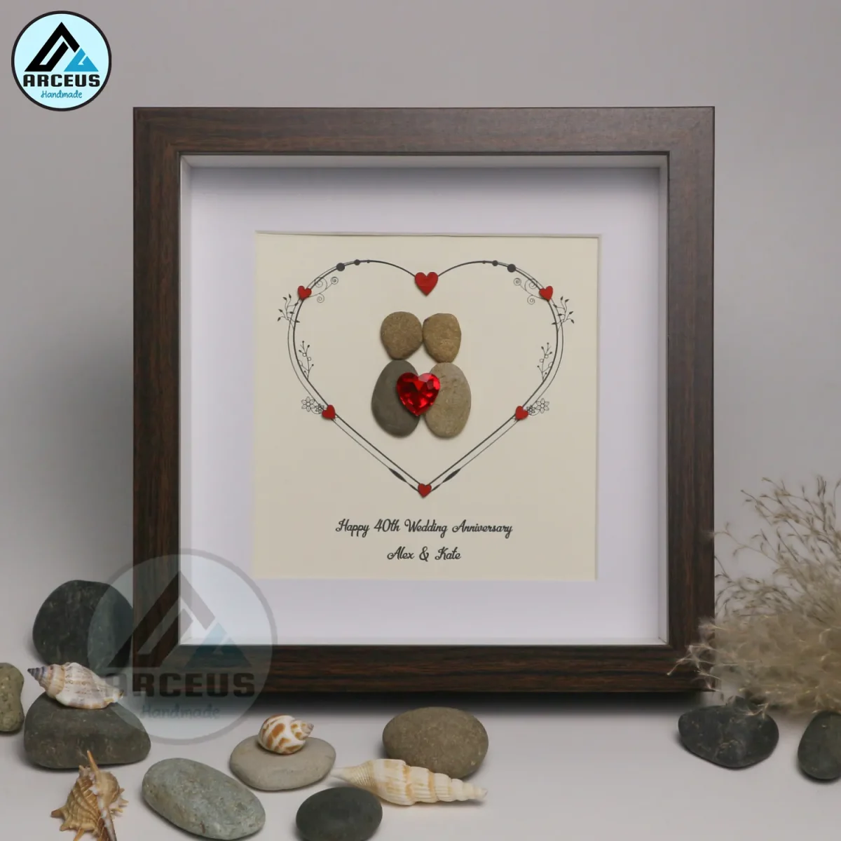 Personalized Happy Wedding Anniversary, Anniversary Pebble Art, Custom Pebble Art Gift, Mr & Mrs Pebble Art, Couple Pebble Art - Image 7