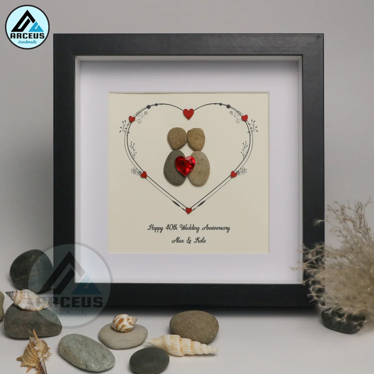 Personalized Happy Wedding Anniversary, Anniversary Pebble Art, Custom Pebble Art Gift, Mr & Mrs Pebble Art, Couple Pebble Art - Image 5