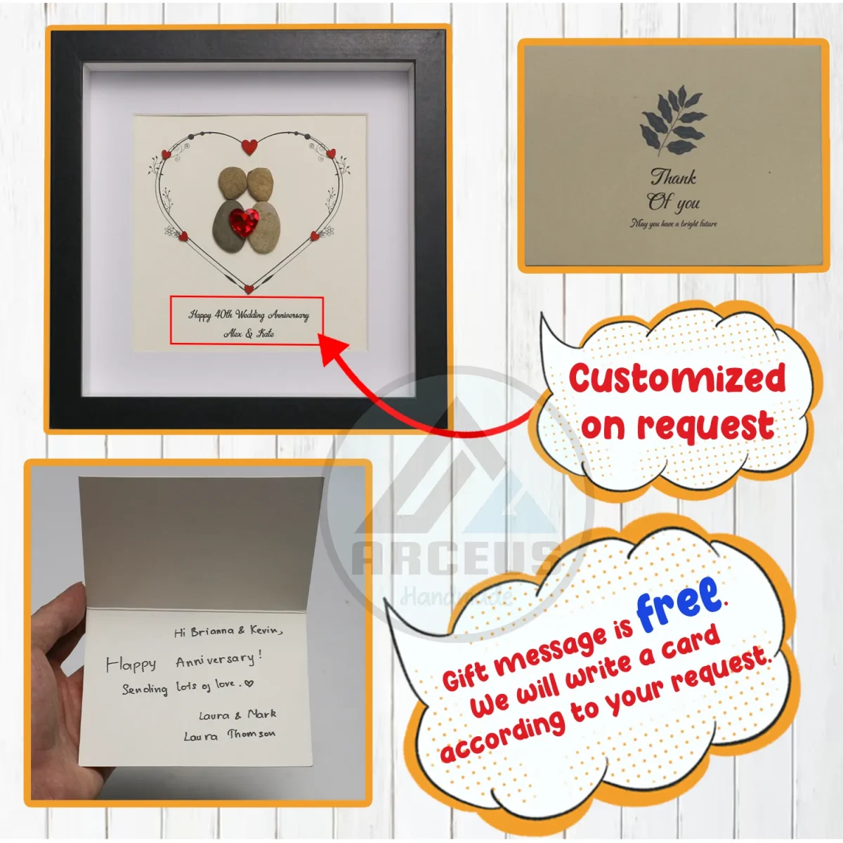 Personalized Happy Wedding Anniversary, Anniversary Pebble Art, Custom Pebble Art Gift, Mr & Mrs Pebble Art, Couple Pebble Art - Image 3