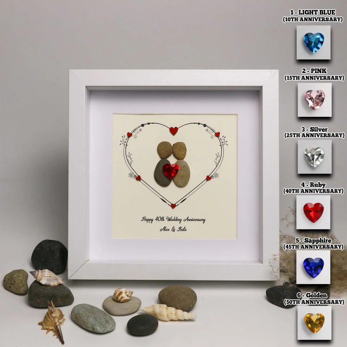 Personalized Happy Wedding Anniversary, Anniversary Pebble Art, Custom Pebble Art Gift, Mr & Mrs Pebble Art, Couple Pebble Art - Image 4