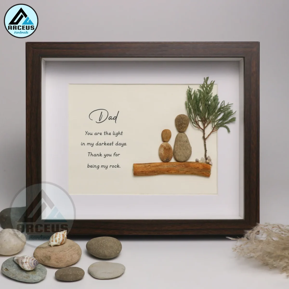 Personalized Gift for Best Dad From Children, Dad Gift, Father's Day Gifts, Dad Pebble Frame Art, Father Son Gift, Father Daughter Gift - Image 6