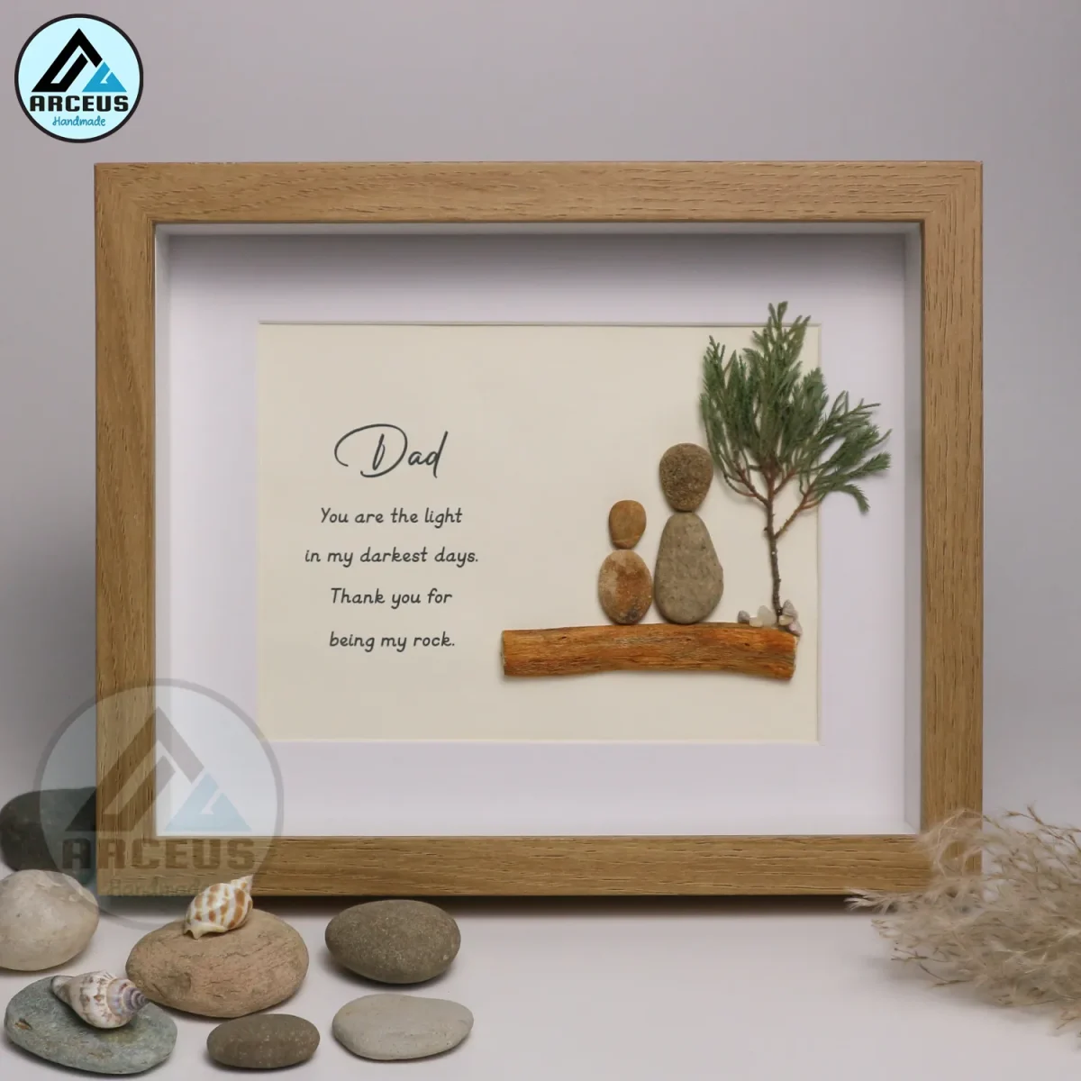 Personalized Gift for Best Dad From Children, Dad Gift, Father's Day Gifts, Dad Pebble Frame Art, Father Son Gift, Father Daughter Gift - Image 5
