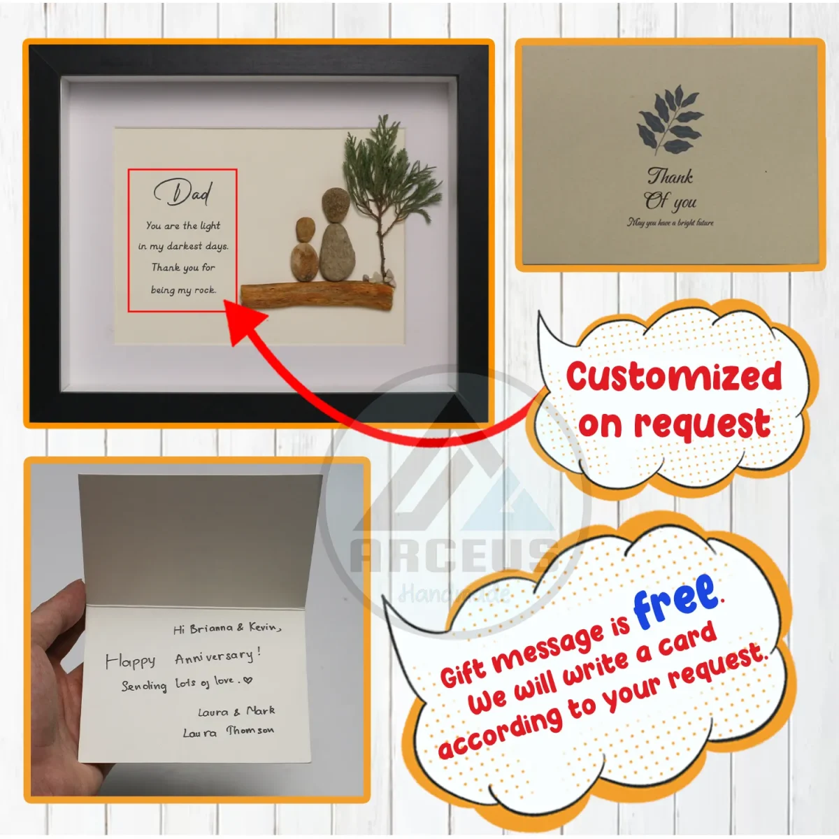 Personalized Gift for Best Dad From Children, Dad Gift, Father's Day Gifts, Dad Pebble Frame Art, Father Son Gift, Father Daughter Gift - Image 3