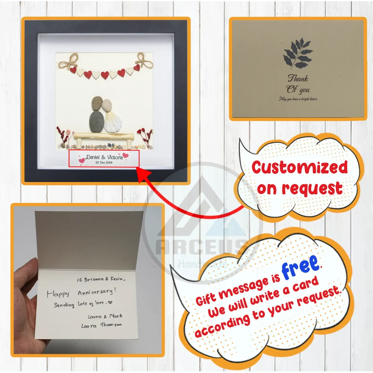 Personalized Couple Pebble Art, Wedding Gift for Couple, Anniversary Gift For Girlfriend / Wife / Husband, Pebble Painting, Pebble Art Gift - Image 3