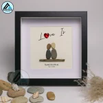 Personalized Couple Pebble Art, Wedding Gift for Couple, Anniversary Gift For Girlfriend / Wife / Husband, Pebble Painting, Pebble Art Gift - Image 6