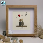 Personalized Couple Pebble Art, Wedding Gift for Couple, Anniversary Gift For Girlfriend / Wife / Husband, Pebble Painting, Pebble Art Gift - Image 7