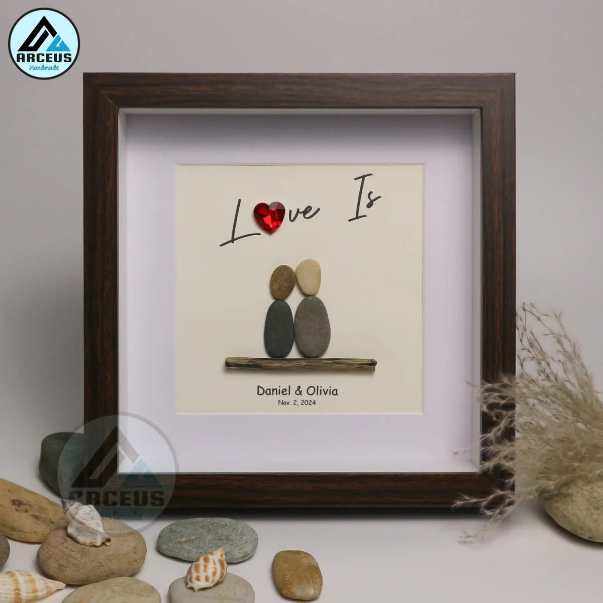 Personalized Couple Pebble Art, Wedding Gift for Couple, Anniversary Gift For Girlfriend / Wife / Husband, Pebble Painting, Pebble Art Gift - Image 5