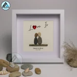 Personalized Couple Pebble Art, Wedding Gift for Couple, Anniversary Gift For Girlfriend / Wife / Husband, Pebble Painting, Pebble Art Gift