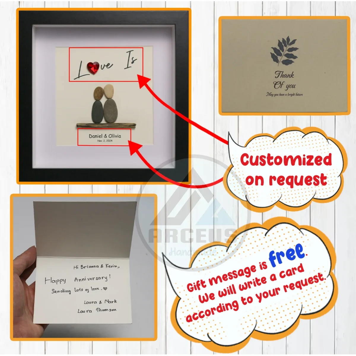 Personalized Couple Pebble Art, Wedding Gift for Couple, Anniversary Gift For Girlfriend / Wife / Husband, Pebble Painting, Pebble Art Gift - Image 3