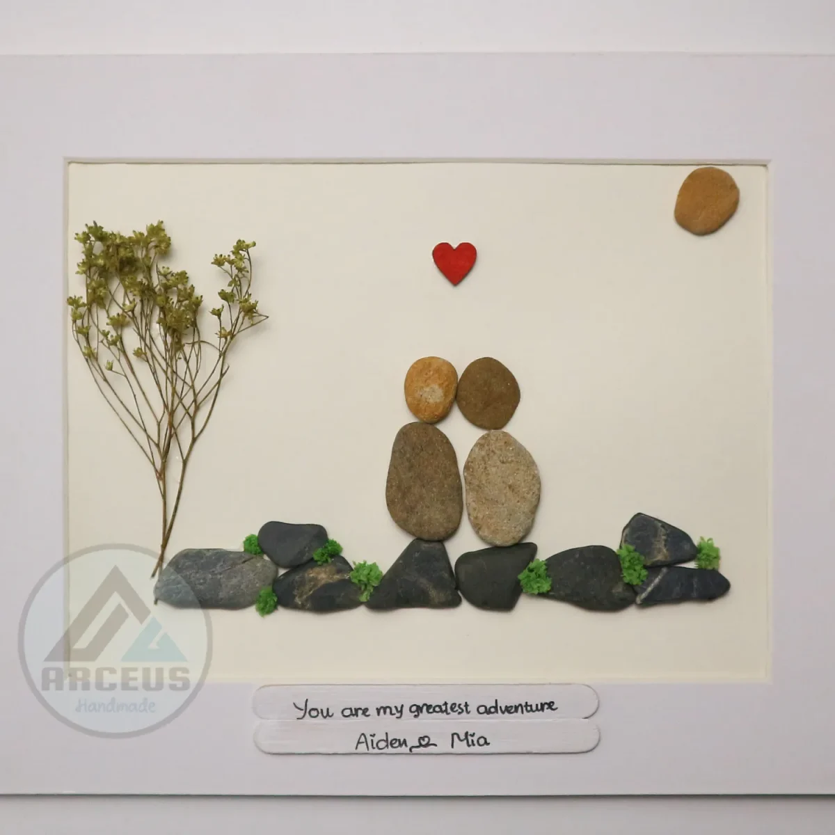 Personalized Couple Pebble Art, Wedding Gift for Couple, Anniversary Gift For Girlfriend / Wife / Husband, Pebble Painting, Pebble Art Gift - Image 2