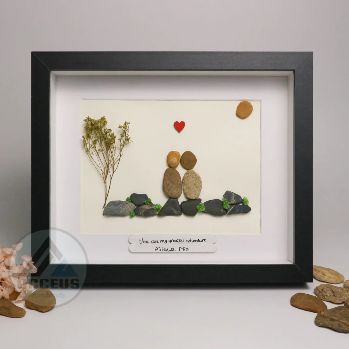 Personalized Couple Pebble Art, Wedding Gift for Couple, Anniversary Gift For Girlfriend / Wife / Husband, Pebble Painting, Pebble Art Gift - Image 5