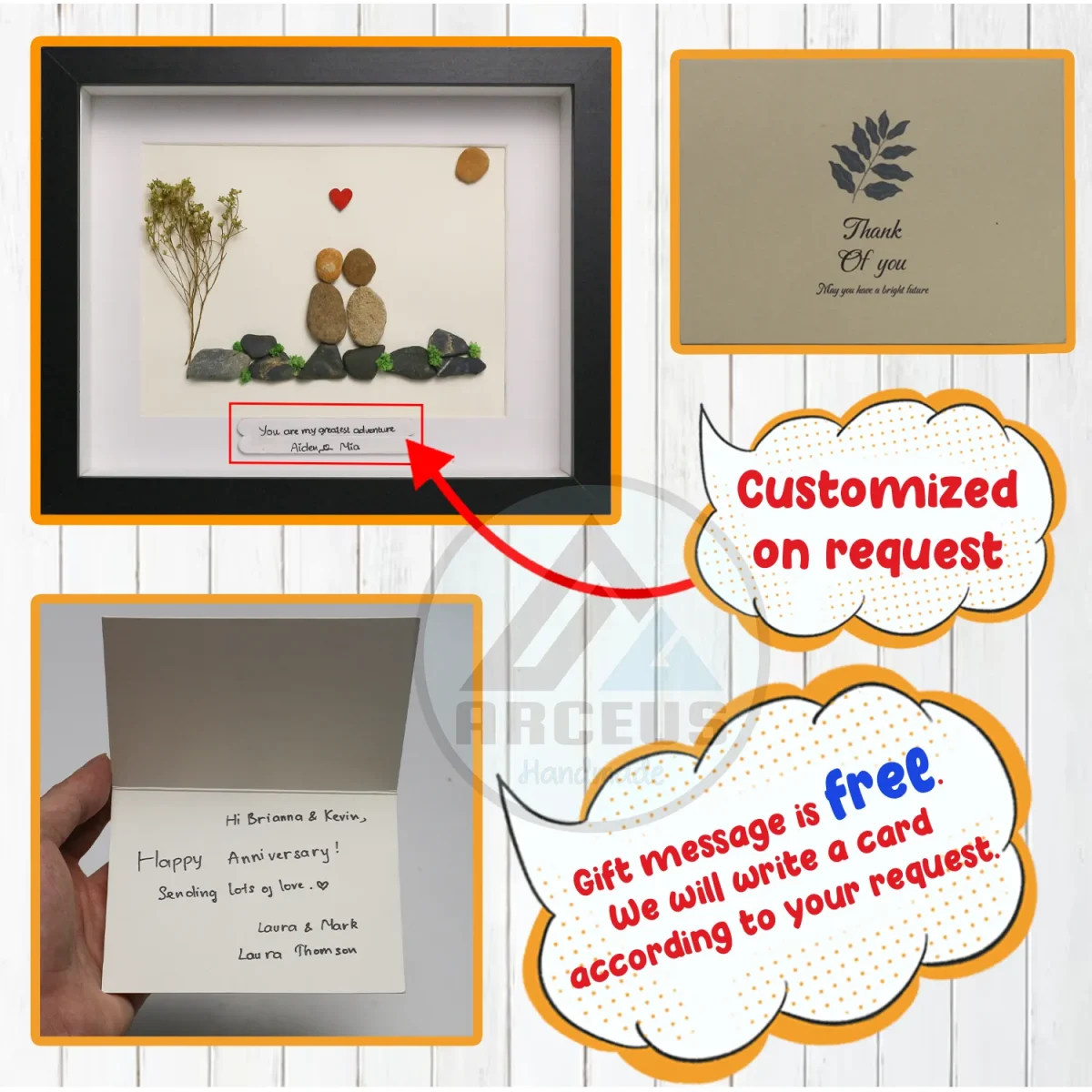 Personalized Couple Pebble Art, Wedding Gift for Couple, Anniversary Gift For Girlfriend / Wife / Husband, Pebble Painting, Pebble Art Gift - Image 3