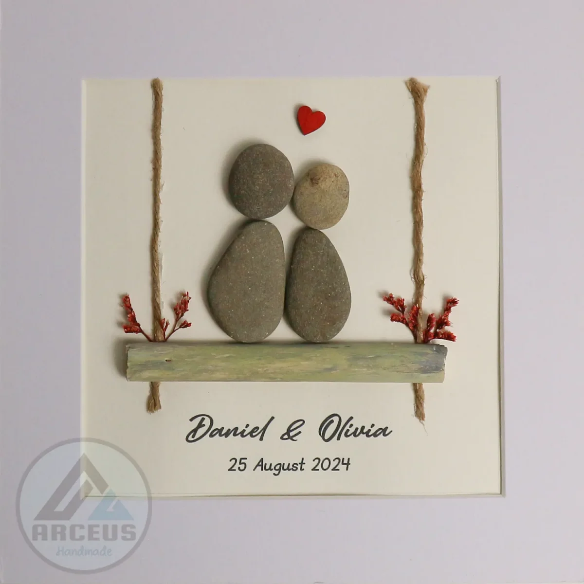 Personalized Couple Pebble Art, Wedding Anniversary Pebble Art, Pebble Art For Valentine Gifts, Gift for Couple, Wedding Keepsake Pebble Art - Image 2