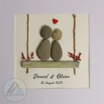 Personalized Couple Pebble Art, Wedding Anniversary Pebble Art, Pebble Art For Valentine Gifts, Gift for Couple, Wedding Keepsake Pebble Art - Image 2