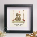 Personalized Couple Pebble Art, Wedding Anniversary Pebble Art, Pebble Art For Valentine Gifts, Gift for Couple, Wedding Keepsake Pebble Art - Image 6
