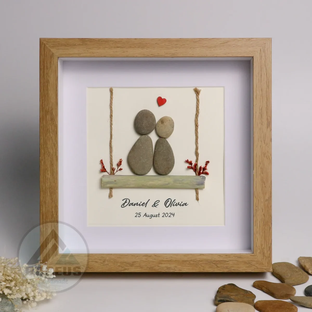 Personalized Couple Pebble Art, Wedding Anniversary Pebble Art, Pebble Art For Valentine Gifts, Gift for Couple, Wedding Keepsake Pebble Art - Image 4