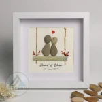 Personalized Couple Pebble Art, Wedding Anniversary Pebble Art, Pebble Art For Valentine Gifts, Gift for Couple, Wedding Keepsake Pebble Art