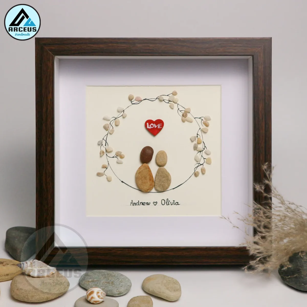 Personalized Couple Pebble Art, Wedding Gift for Couple, Anniversary Gift For Girlfriend / Wife / Husband, Pebble Painting, Pebble Art Gift - Image 6