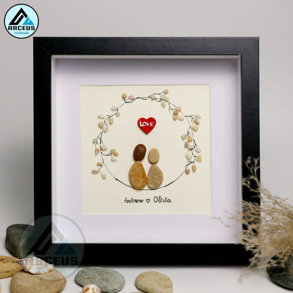 Personalized Couple Pebble Art, Wedding Gift for Couple, Anniversary Gift For Girlfriend / Wife / Husband, Pebble Painting, Pebble Art Gift - Image 4