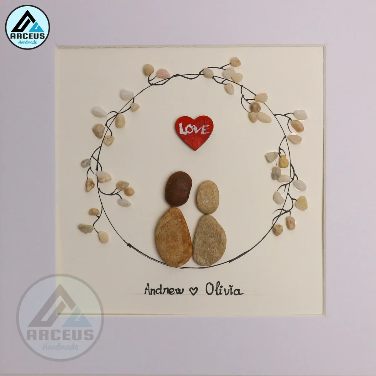 Personalized Couple Pebble Art, Wedding Gift for Couple, Anniversary Gift For Girlfriend / Wife / Husband, Pebble Painting, Pebble Art Gift - Image 2