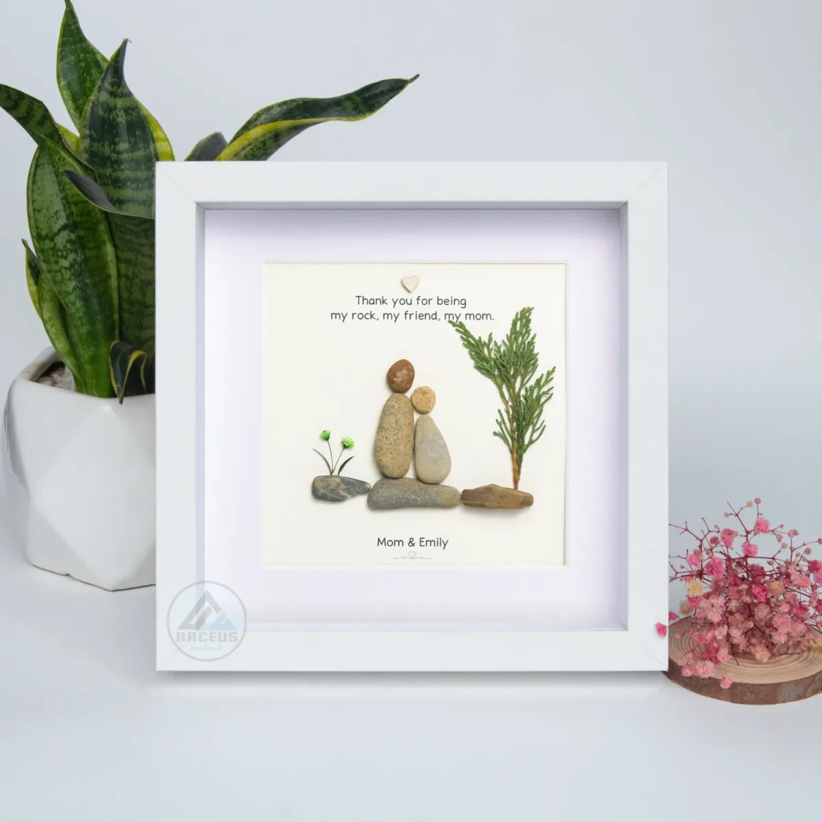 XNJPG AMZ00224-04 Personalized Gift For Mom, Mom Pebble Art, Gift For Mother Day, Mother's Day Gift, Mom Pebble Art, Pebble Art Gift For Mom From Daughter - Image 1