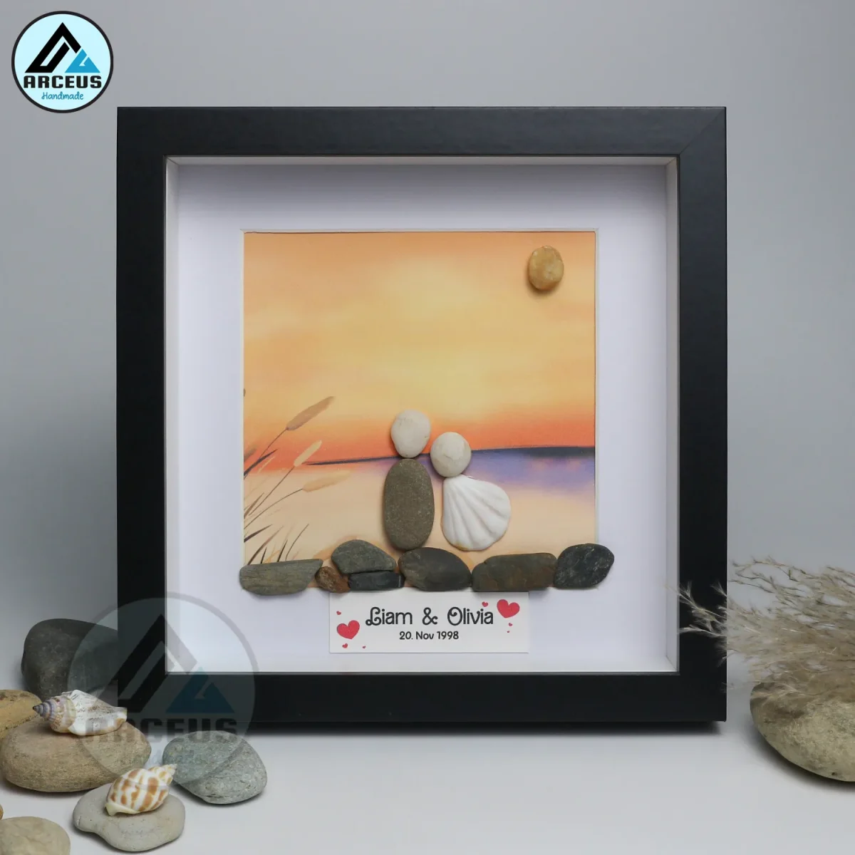 Personalized Couple Pebble Art, Wedding Gift for Couple, Anniversary Gift For Girlfriend / Wife / Husband, Pebble Painting, Pebble Art Gift - Image 6