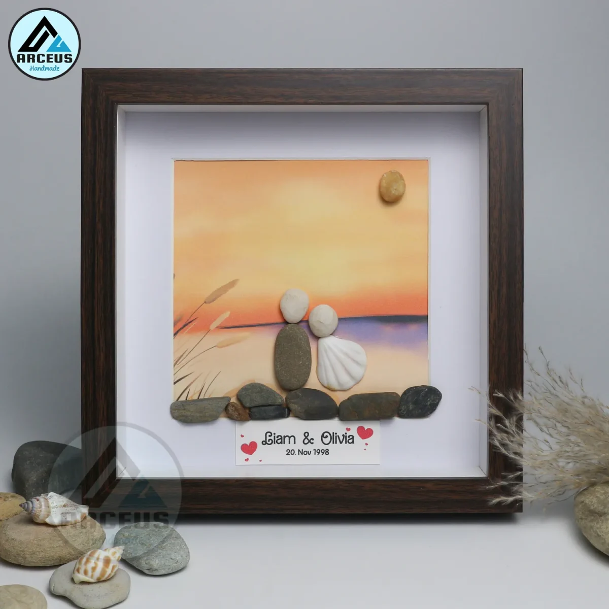 Personalized Couple Pebble Art, Wedding Gift for Couple, Anniversary Gift For Girlfriend / Wife / Husband, Pebble Painting, Pebble Art Gift - Image 5