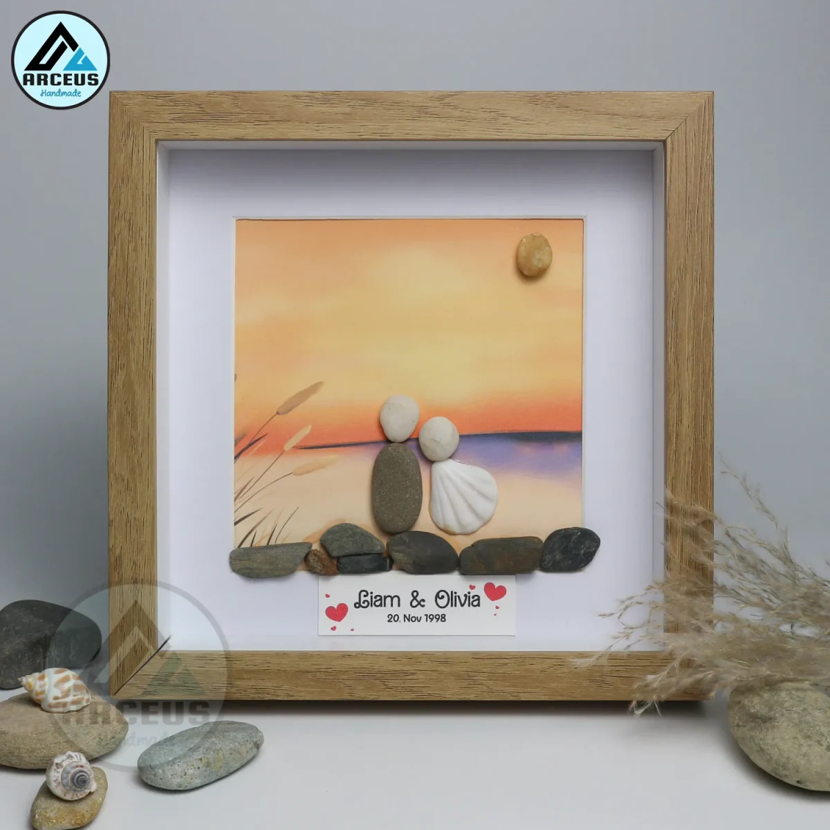 Personalized Couple Pebble Art, Wedding Gift for Couple, Anniversary Gift For Girlfriend / Wife / Husband, Pebble Painting, Pebble Art Gift - Image 4